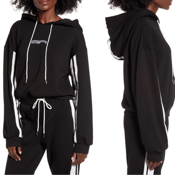 I AM GIA Black Striker Sweatshirt Hoodie Black REVOLVE Embroidered Logo Sz M - Picture 1 of 11